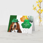 Funny Basset Hound St. Patrick's Day Kaart (Gele Bloem)