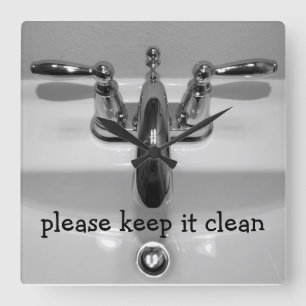 Funny Bathroom Clocks Vierkante Klok