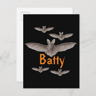 Funny Batty  Bats Black en Oranje Briefkaart