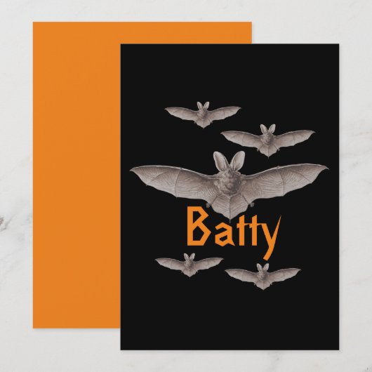 Funny Batty  Bats Black en Oranje Kaart (Voorkant / Achterkant)