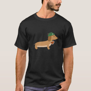 Funny Bavarian Dachshund met Gingerbrood Heart T-shirt
