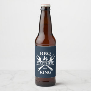 Funny BBQ Grill Master Personalized Barbecue King Bier Etiket