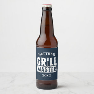 Funny BBQ Grill Master Personalized Barbecue King Bier Etiket