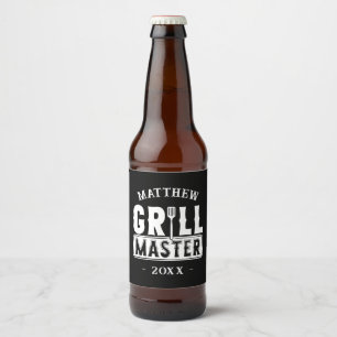 Funny BBQ Grill Master Personalized Barbecue King Bier Etiket