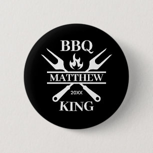 Funny BBQ Grill Master Personalized Barbecue King Ronde Button 5,7 Cm