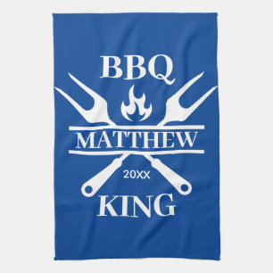 Funny BBQ Grill Master Personalized Barbecue King Theedoek
