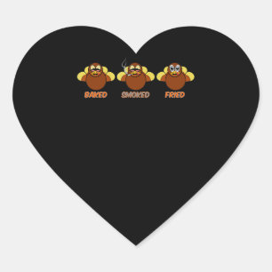 Funny BBQ heeft gerookt gevroren Turkije Hart Sticker