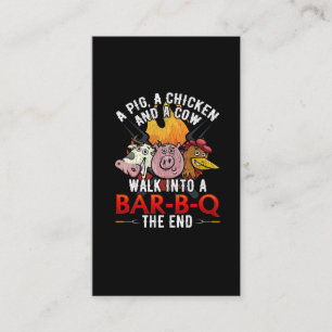 Funny BBQ Joke Pig Chicken Cow Barbecue Humor Visitekaartje