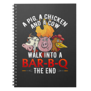 Funny BBQ Joke Pig Chicken Koe Barbecue Humor Notitieboek