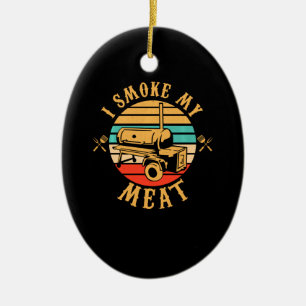 Funny BBQ Lover Gifts   Ik rook mijn vleesmoer BBQ Keramisch Ornament