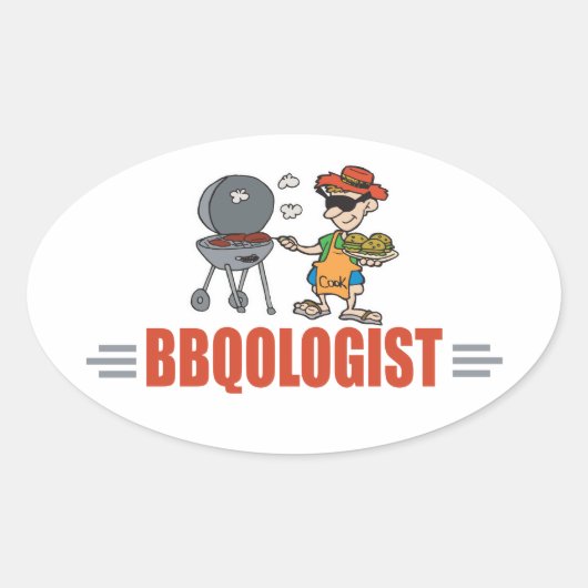 Funny BBQ Ovale Sticker (Voorkant)