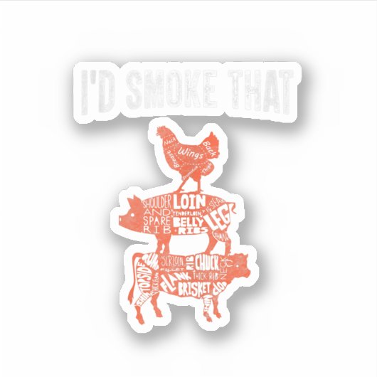 Funny Bbq Party Smoker Chef Costume dat ik zou rok Sticker (Voorkant)