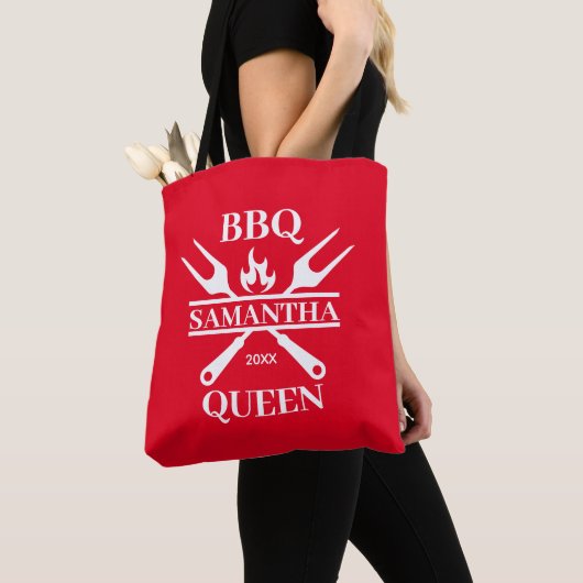 Funny BBQ Personalized Barbecue Queen Canvas tas (Dichtbij)