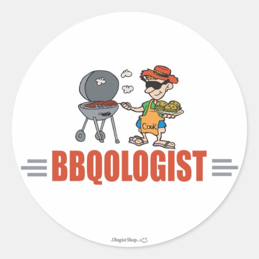 Funny BBQ Ronde Sticker (Voorkant)