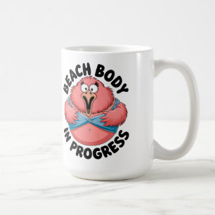 Funny Beach Body Diet Fitness Humor Flamingo Koffiemok