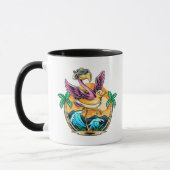 Funny Beach Flamant rose tropical Mug (Gauche)
