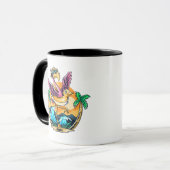 Funny Beach Flamant rose tropical Mug (Devant gauche)