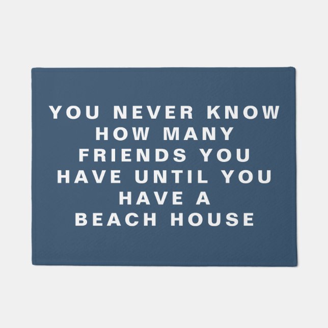 Funny Beach House Friends Quote Editable Text Blue Deurmat (Voorkant)
