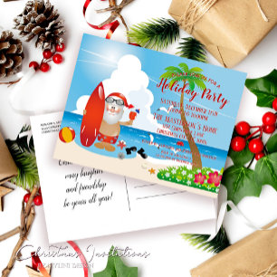 Funny Beach Kerstfeest Uitnodiging Briefkaart