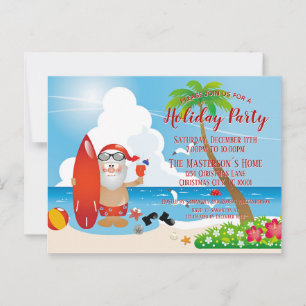 Funny Beach-kerstuitnodiging Briefkaart