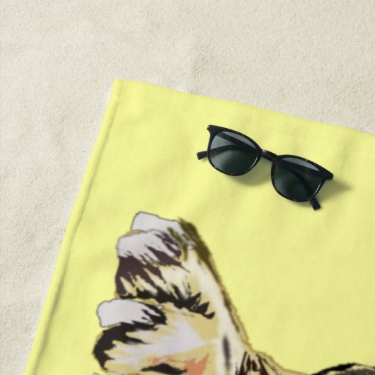 Funny Beach Towel met Pug Dog - Aangepaste kleuren Strandlaken (In situ)
