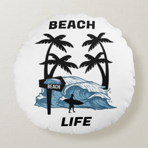 Funny Beach Wave Rond Kussen