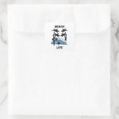 Funny Beach Wave Vierkante Sticker (Tas)