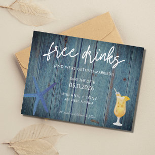 Funny Beach Wedding Save the Dates Aankondigingskaart