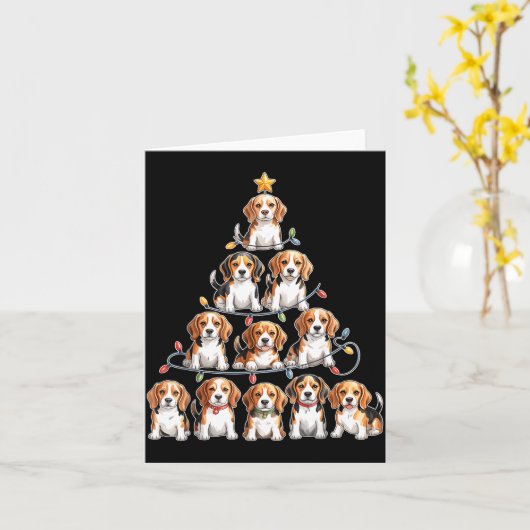 Funny Beagle Christmas Tree Dog Lovers Women Men X Kaart (Gele Bloem)
