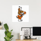 Funny Beagle Dog Singing and Palling Guitar Poster (Thuiskantoor)