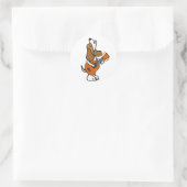 Funny Beagle Dog Singing and Palling Guitar Ronde Sticker (Tas)