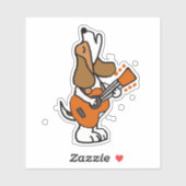Funny Beagle Dog Singing and Palling Guitar Sticker (Vel)