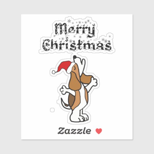 Funny Beagle Dog zingt kerstmanschappen uit Sticker (Vel)