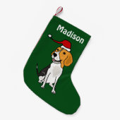 Funny Beagle in Santa Hat-kerststop Kleine Kerstsok (Voorkant (Hangend))