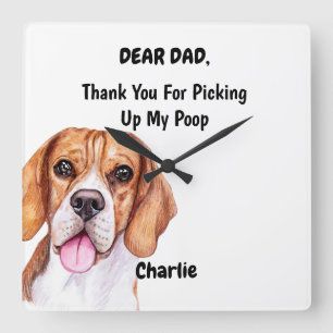Funny Beagle Waterverf Canine Art Vierkante Klok