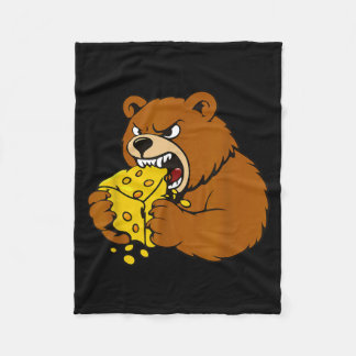 Funny Bear Eating Cheese Illustration For Food Lov Fleece Deken