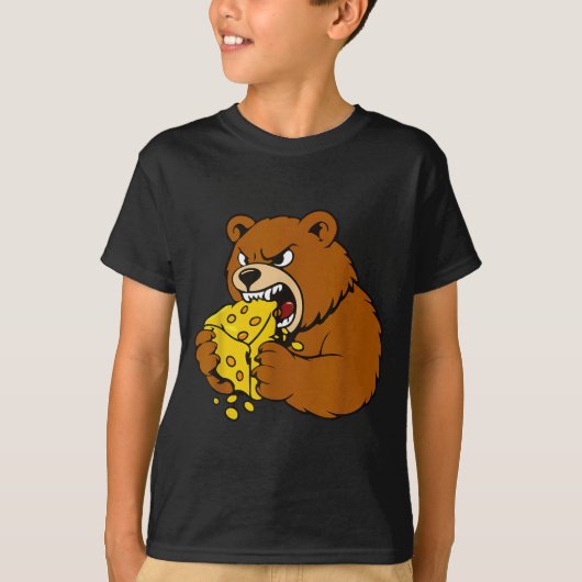 Funny Bear Eating Cheese Illustration For Food Lov T-shirt (Voorkant)