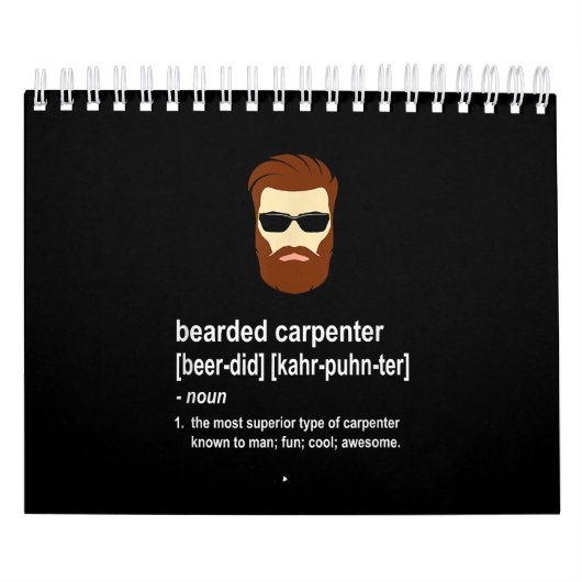 Funny Beard Carpenter Gift Mannen Kalender (Hoes)