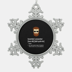 Funny Beard Carpenter Gift Mannen Tin Sneeuwvlok Ornament