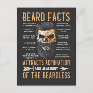 Funny Beard Facts Bearded Man Mustache Humor Briefkaart