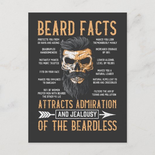 Funny Beard Facts Bearded Man Mustache Humor Briefkaart (Voorkant)