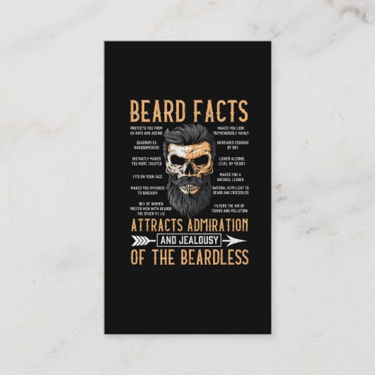 Funny Beard Facts Bearded Man Mustache Humor Visitekaartje (Voorkant)