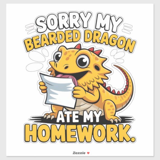 Funny Bearded Dragon Cute Reptile Lover Gift Sticker (Vel)