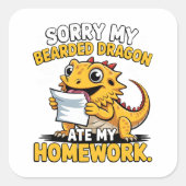 Funny Bearded Dragon Cute Reptile Lover Gift Vierkante Sticker (Voorkant)
