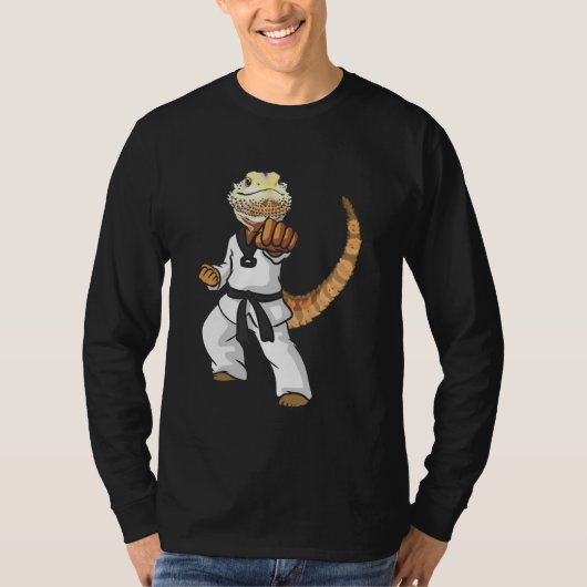 Funny Bearded Dragon Karate Samurai Ninja Lizard R T-shirt (Voorkant)
