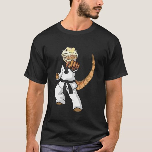 Funny Bearded Dragon Karate Samurai Ninja Lizard R T-shirt (Voorkant)