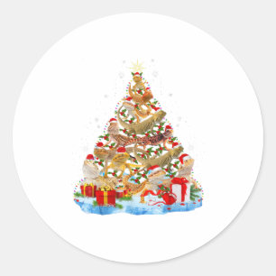 Funny Bearded Dragon Kerstboom Ronde Sticker