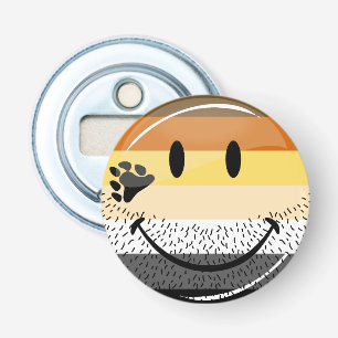 Funny Bearded Happy Gay Beer Pride Flag Button Flesopener