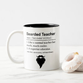 Funny Bearded Teacher Definition Tweekleurige Koffiemok