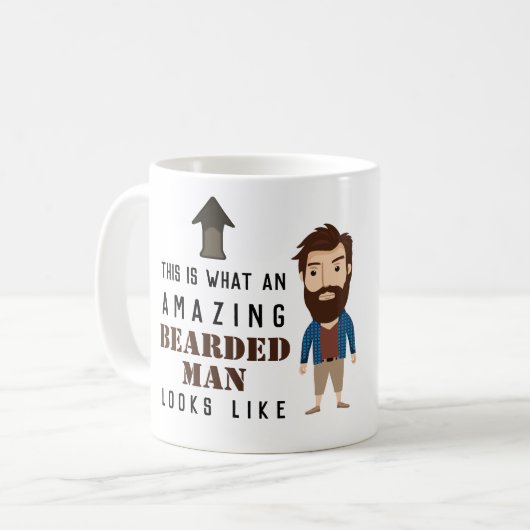 Funny BEARED MAN Caricature MOK pap Husband BF (Voorkant links)